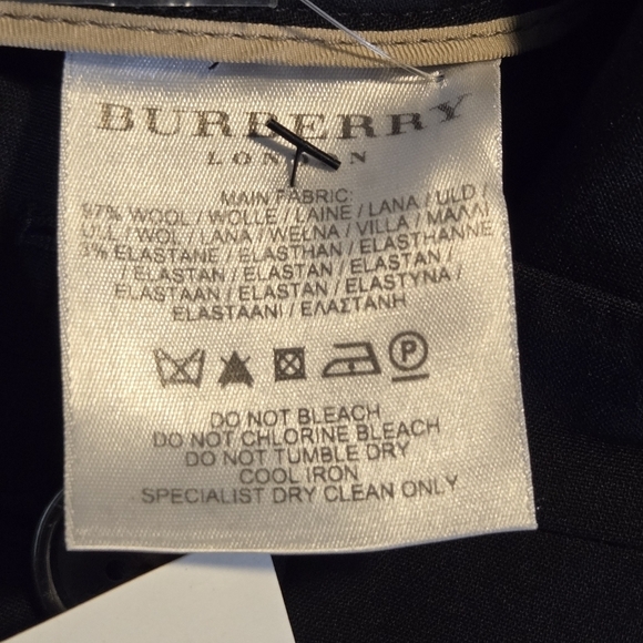 Authentic Burberry Women's Logo Wool Black Flare Leg Trouser Dress Pants Size 2 - Picture 11 of 12